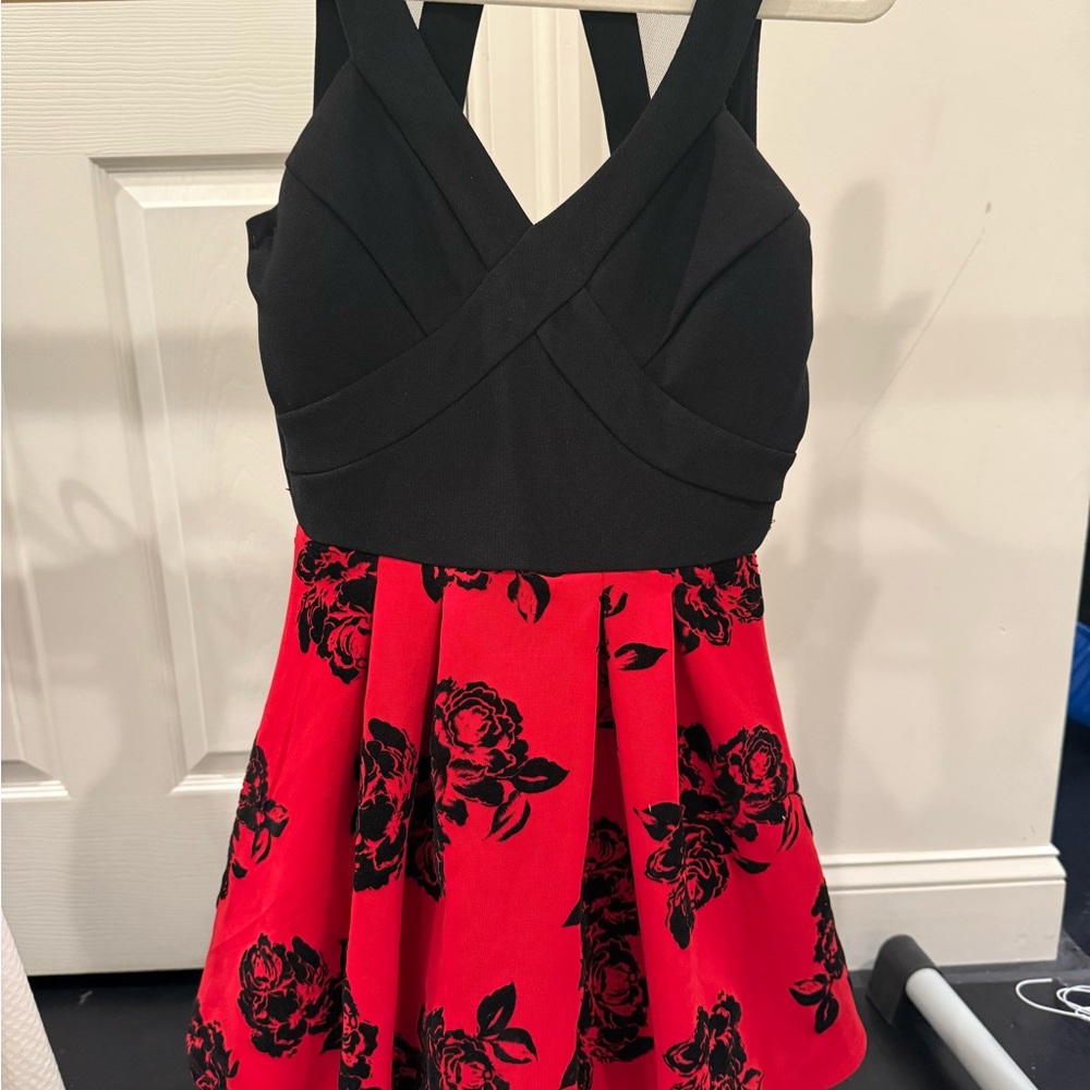 Crystal Doll Vibrant Red and Black Dress